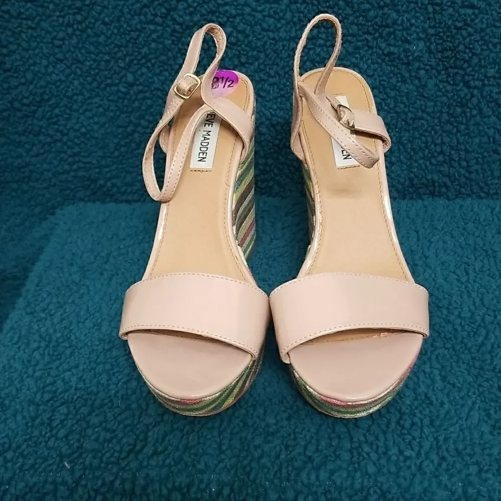 Steve Madden Tan Wedge Sandals Sz 8.5